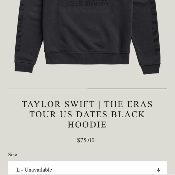 NWT Taylor Swift Eras Tour Black Hoodie - Picture 3 of 4